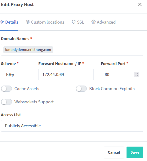 Configuring reverse proxy